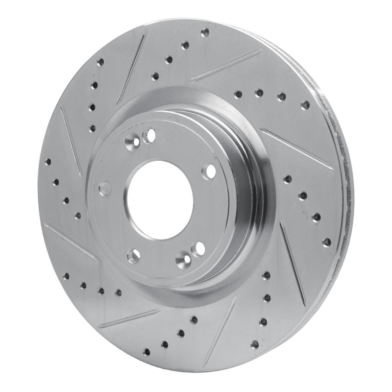 Hyundai Genesis Brake Rotor (1) - Front Left - R1 Concepts - Drilled & Slotted - Silver - `09-`11